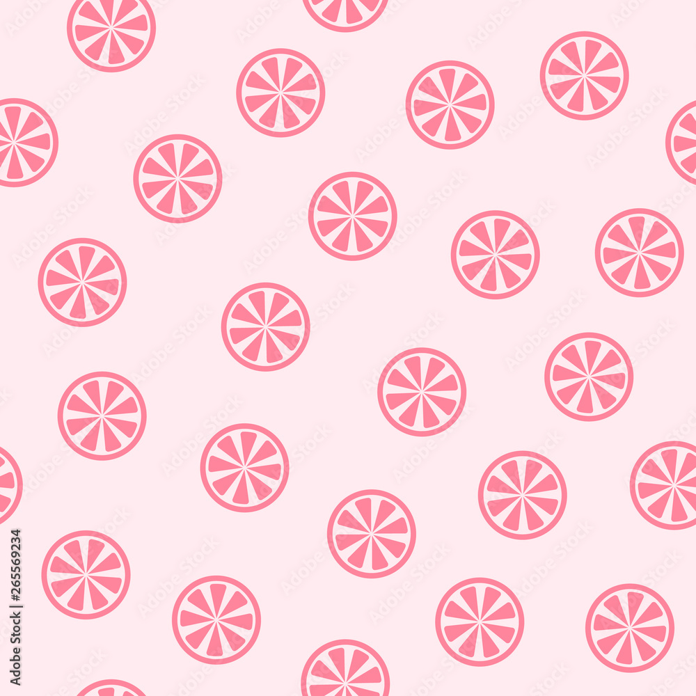 Rose grapefruit background. Seamless vector pattern