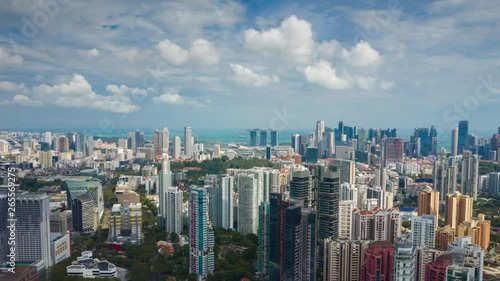 day time singapore cityscape downtown aerial panorama 4k timelapse photo