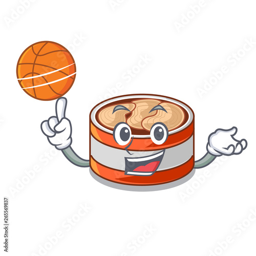 With basketball canned tuna isolated with in mascot