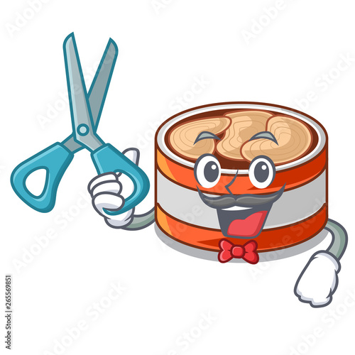 Barber canned tuna isolated with in mascot