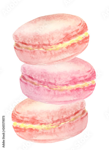 Pink macaroon on a white background. watercolor illustration for design
