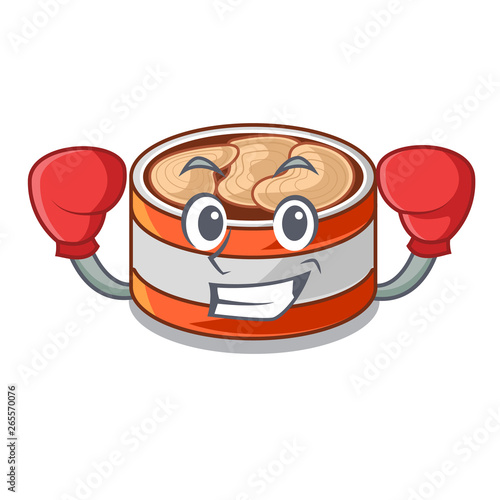Boxing canned tuna isolated with in mascot