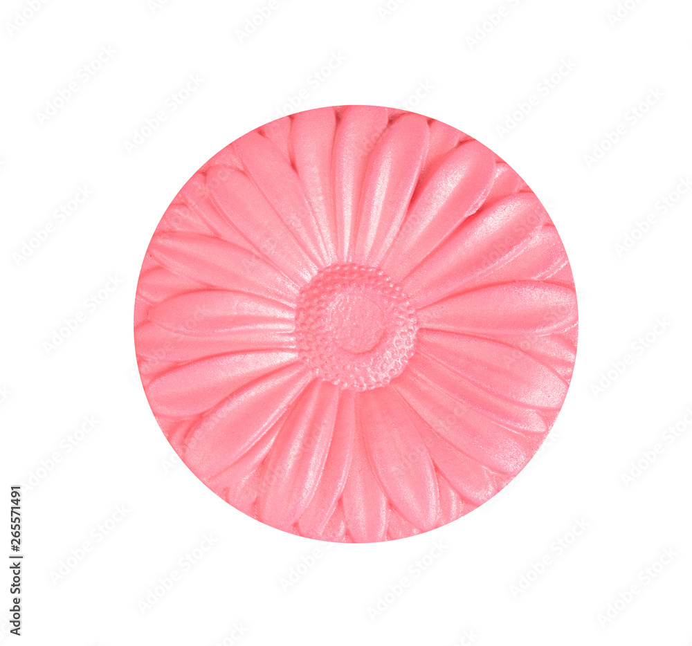 pink eyeshadow and blush isolated on white background