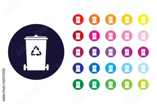  Trash bin sign icon. Trash bin color symbol.