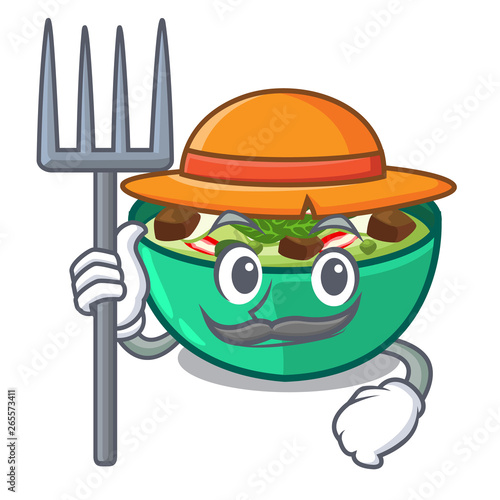 Farmer green churry served in cartoon bowl