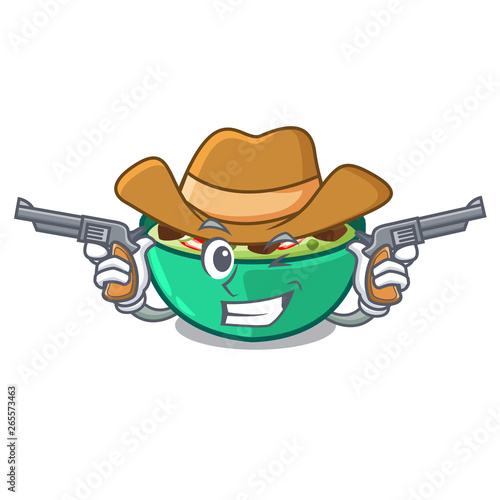 Cowboy green churry served in cartoon bowl