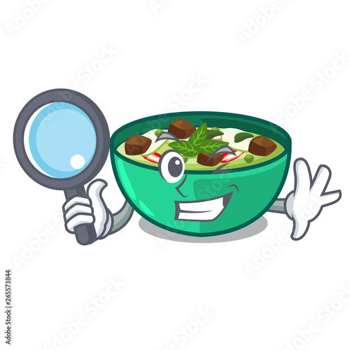 Detective green churry above mascot table wood