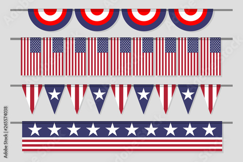 Hanging Decorative USA Banner Flag Set For Independence Day