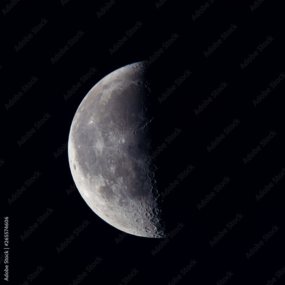 The crescent with many details isolated against dark blue background. The crescent with many details isolated against dark blue background.