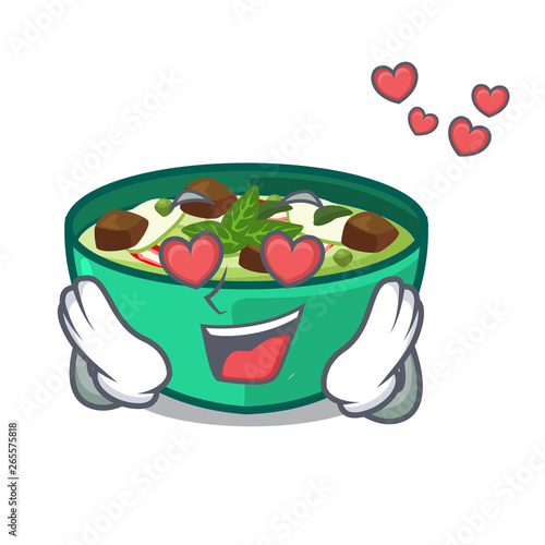 In love green curry in the character shape