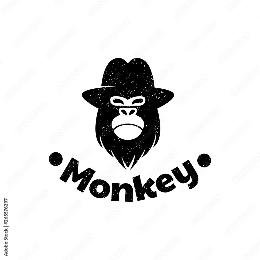 Logo of Monkey Wearing Hat with Vintage Style