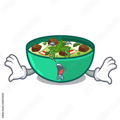Money eye green churry isolated with the cartoon