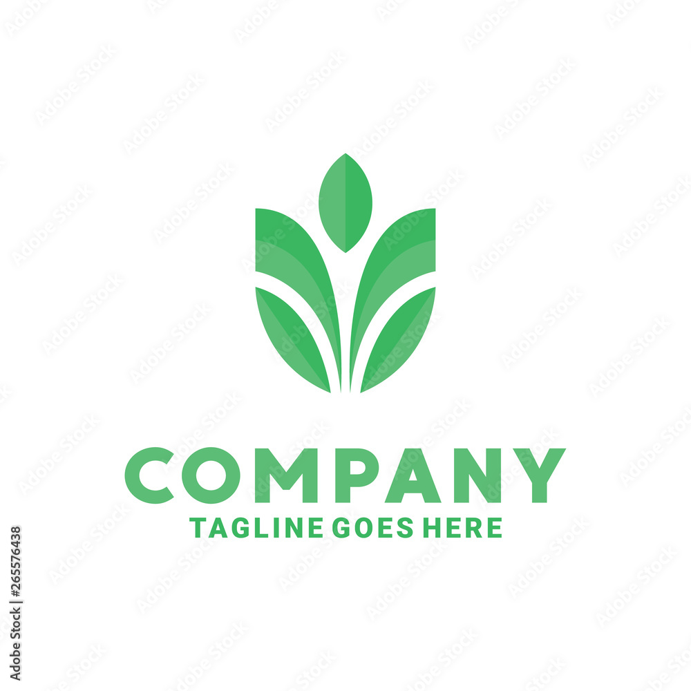 Leaf Logo With Unique Shape And Flat Green Color Leaf Logo With Unique Shape And Flat Green Color