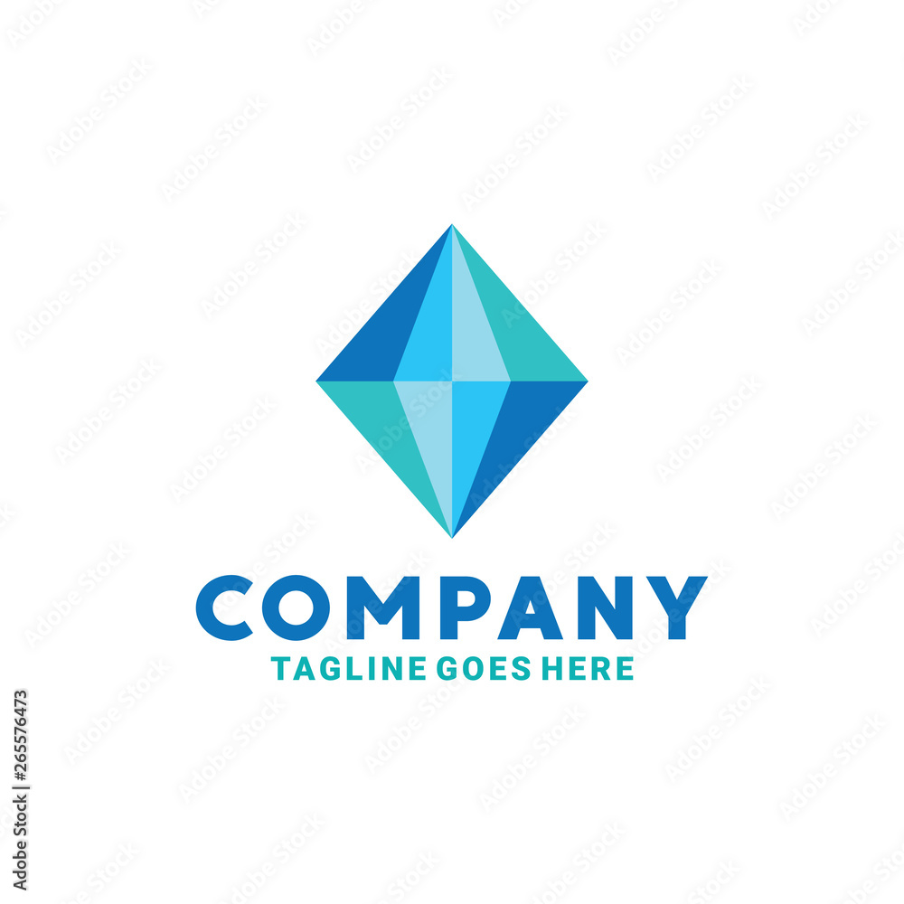 Crystal Logo With Flat Blue Color Style Crystal Logo With Flat Blue Color Style