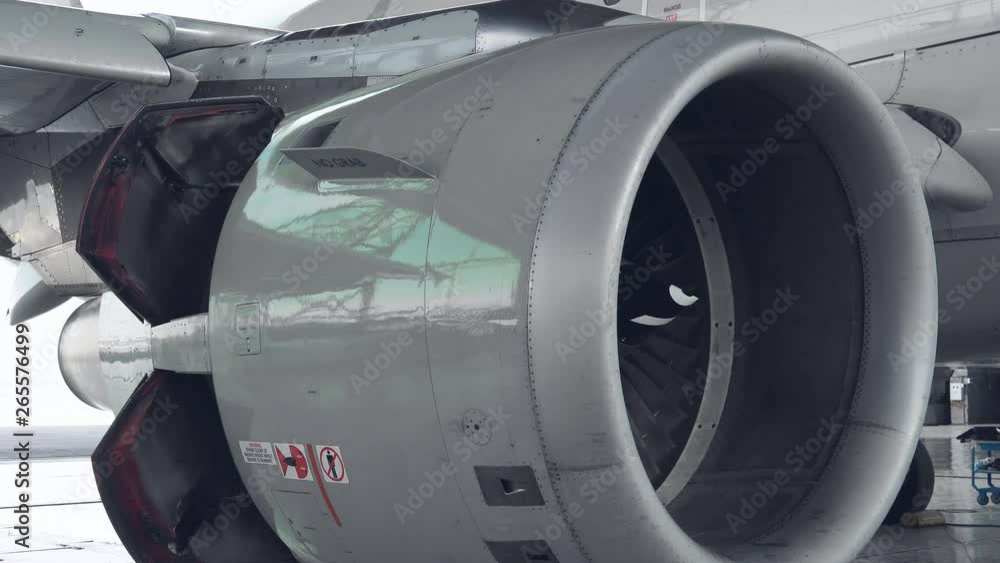 Check reverse the engine of a passenger plane 4k