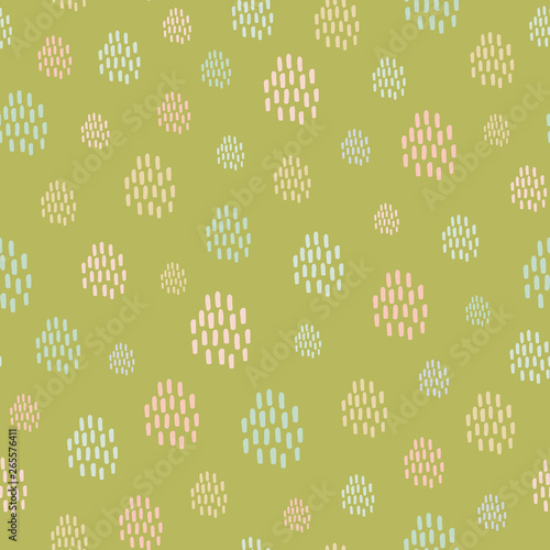 Seamless abstract repeat pattern of hand drawn shapes in drops. A sweet vector geometric design ideal for children in tropical colours.