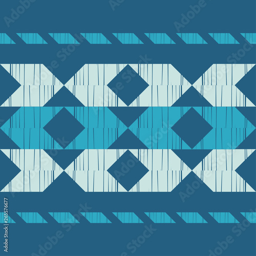 Ethnic boho seamless pattern. Embroidery on fabric. Patchwork texture. Weaving. Traditional ornament. Tribal pattern. Folk motif. Can be used for wallpaper  textile  invitation card  wrapping  web pag