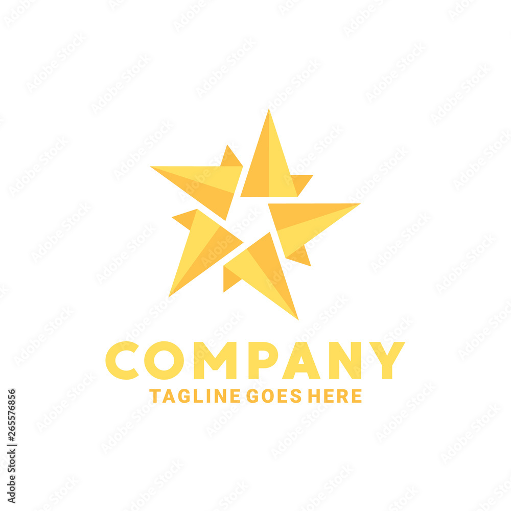 Branch Star Logo with Yellow Flat Style Branch Star Logo with Yellow Flat Style