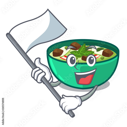 With flag green churry isolated with the cartoon