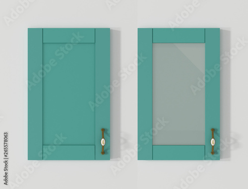 Door for kitchen cabinets pastel turquoise