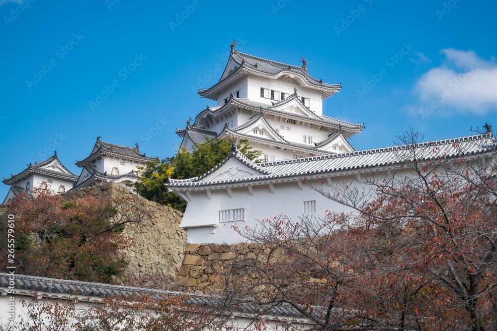 Himeji Castle is the most spectacular castle in all of Japan. The castle, shown here in autumn is also known as White Egret or White Heron Castle due to its pristine white exterior architecture. Himeji Castle is the most spectacular castle in all of Japan. The castle, shown here in autumn is also known as White Egret or White Heron Castle due to its pristine white exterior architecture.