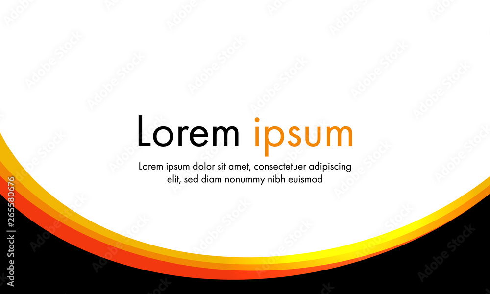 Obraz premium Abstract orange curve on black background with white blank vector