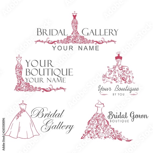 Dress Boutique Bridal Collection Logo Set, Icon Template Illustration Vector Design