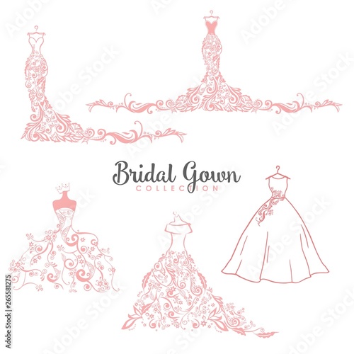 Dress Boutique Bridal Collection Logo Set, Icon Template Illustration Vector Design