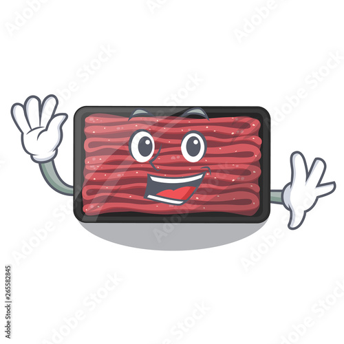Waving minced meat on a mascot plate