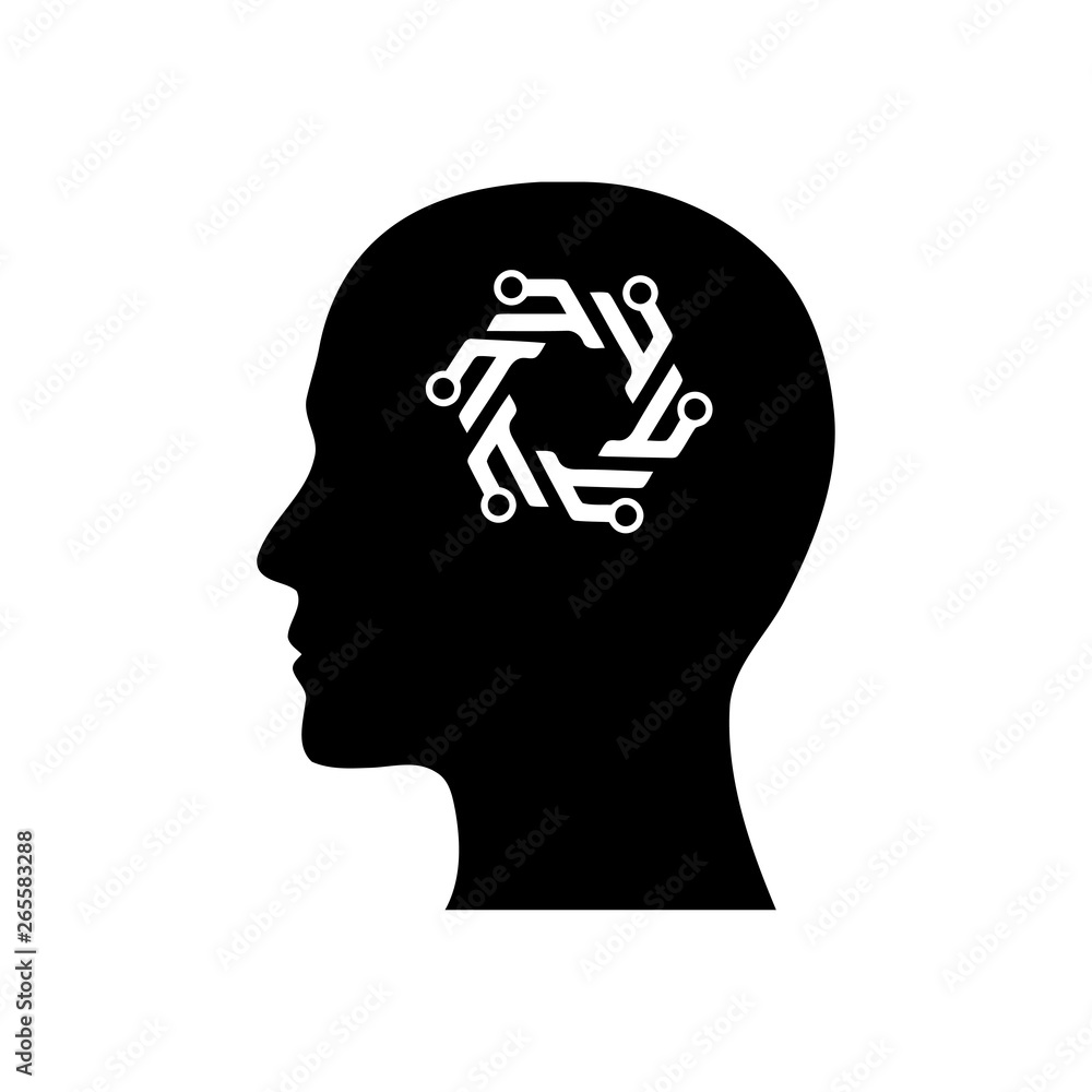 digital human head, brain, technology, head, memory, creative technology mind, artificial intelligence black icon
