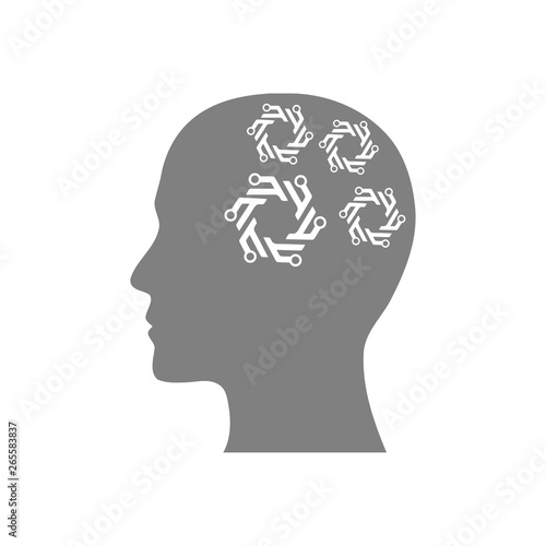 Wallpaper Mural digital human head, brain, technology, head, memory, creative technology mind, artificial intelligence grey color icon Torontodigital.ca