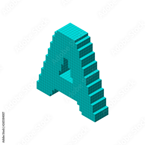 Capital letter A. 3d pixel....