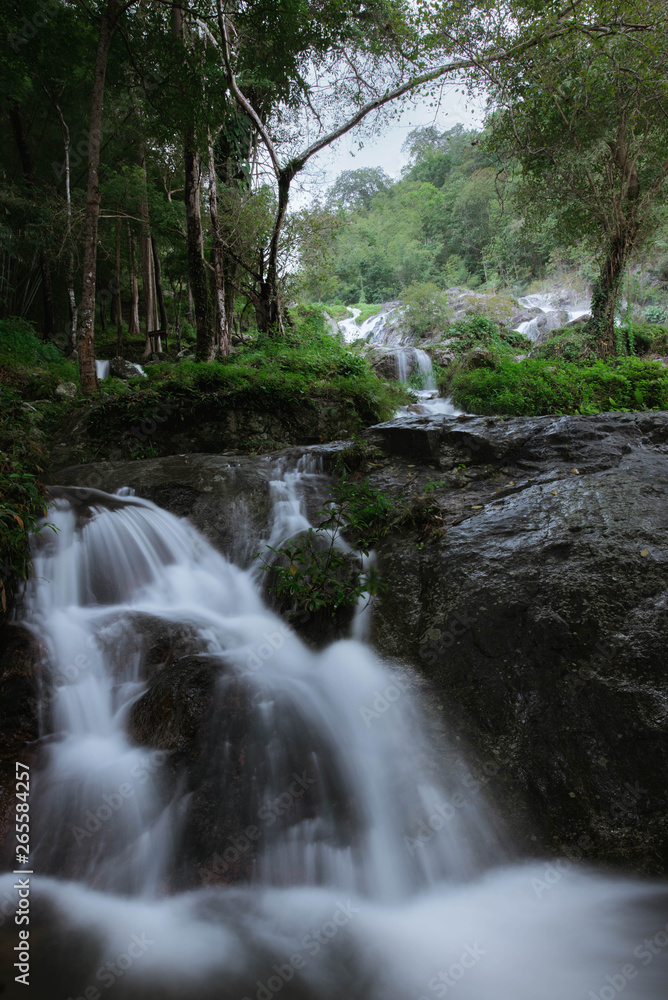 Water fall, the beautiful waterfall in deep forest at Thailand.