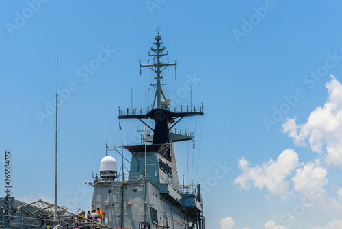 Close-up pictures of the Chakri Naruebet boat, battleship from the Thai port at Sattahip