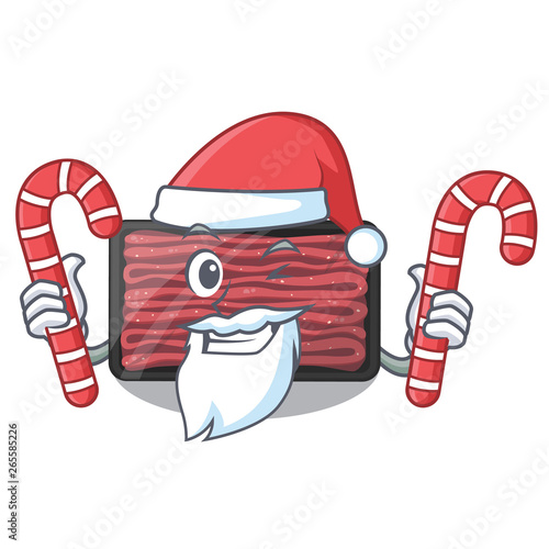 Santa with candy minced meat in the cartoon shape