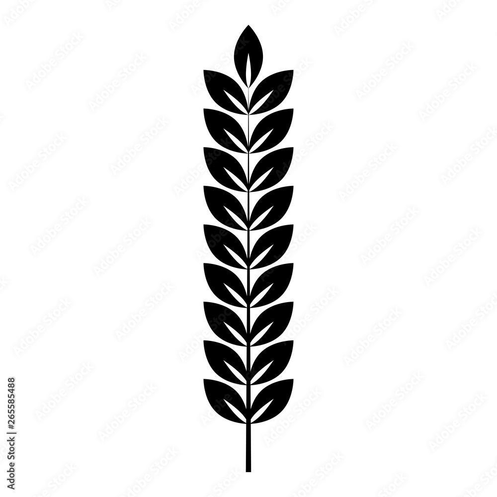 Spikelet of wheat Plant branch icon black color vector illustration flat style image Spikelet of wheat Plant branch icon black color vector illustration flat style image