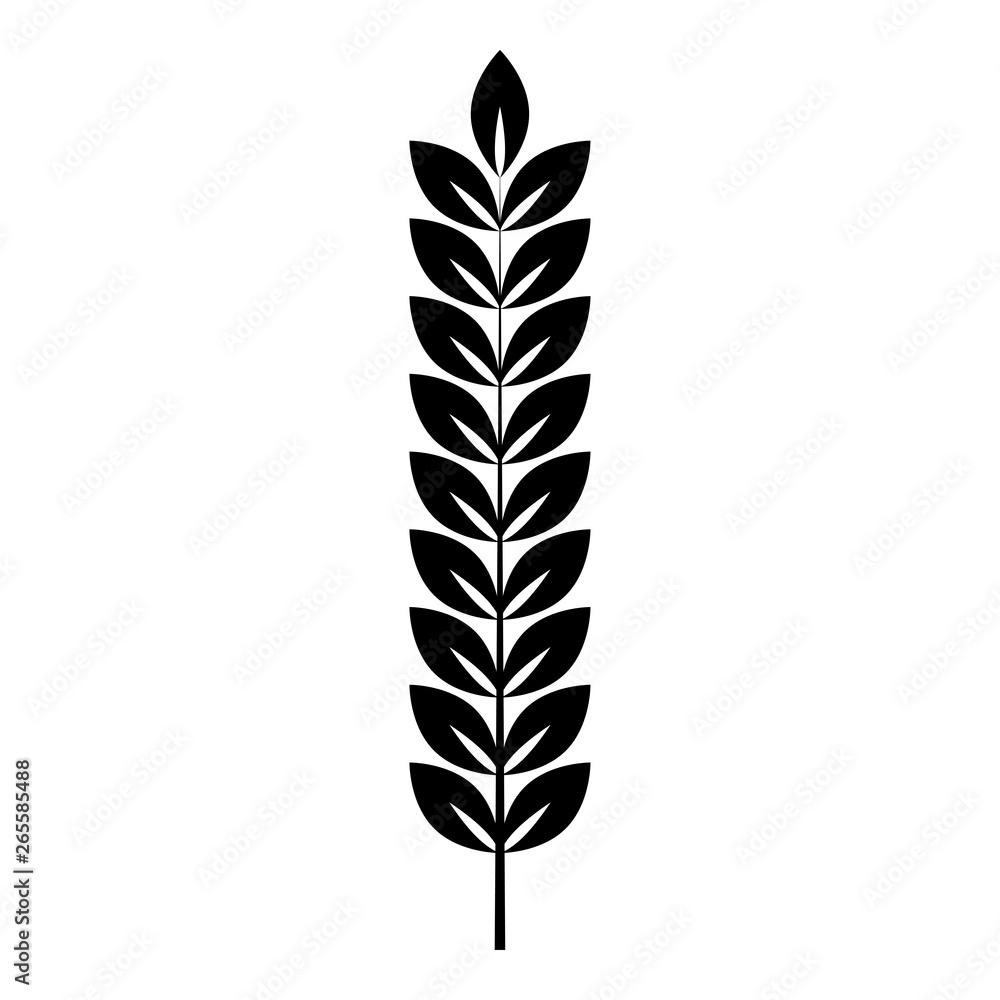 Spikelet of wheat Plant branch icon black color vector illustration flat style image