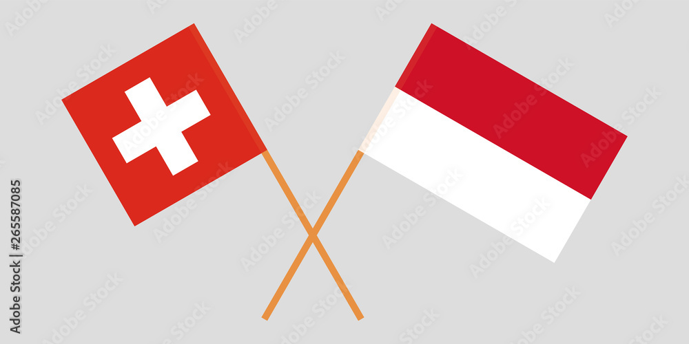 Indonesia and Switzerland. The Indonesian and Swiss flags. Official colors. Correct proportion. Vector