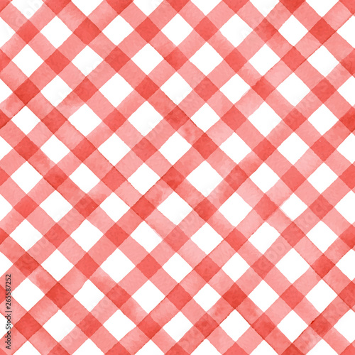 watercolor check ;  vector, seamless pattern,  hand painting 