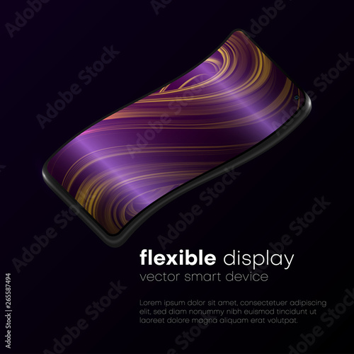 Foldable smartphone with flexible display. New concept technology in phone industry.
