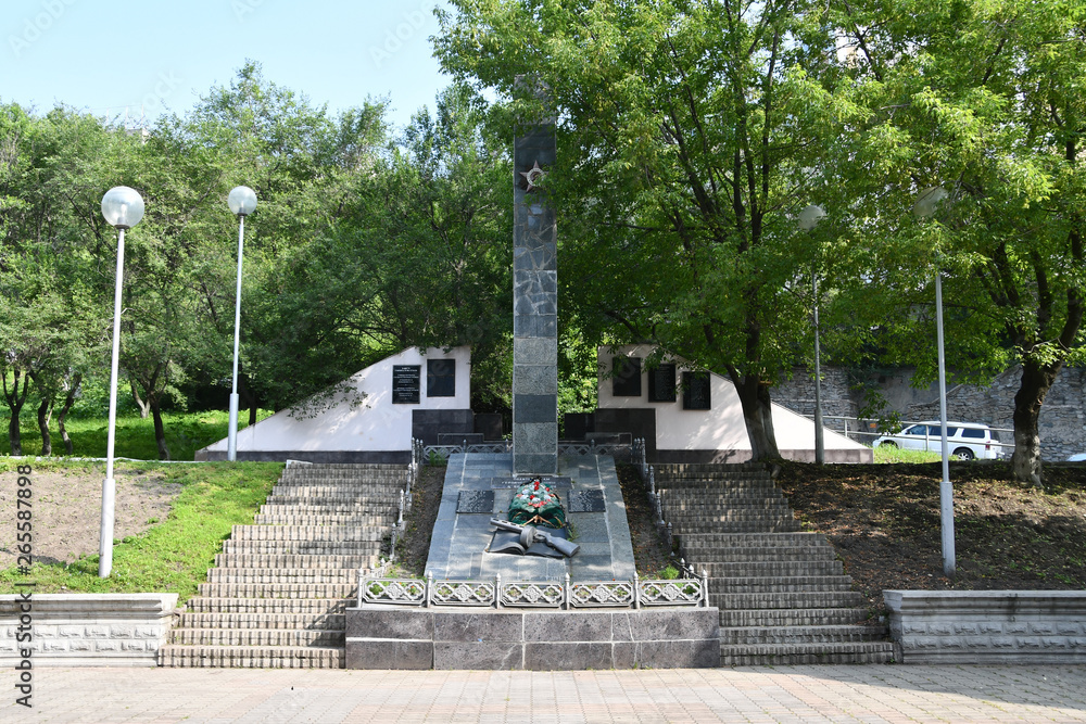 Vladivostok, Russia. Monument to the polytechnic students, heroically fallen in battle