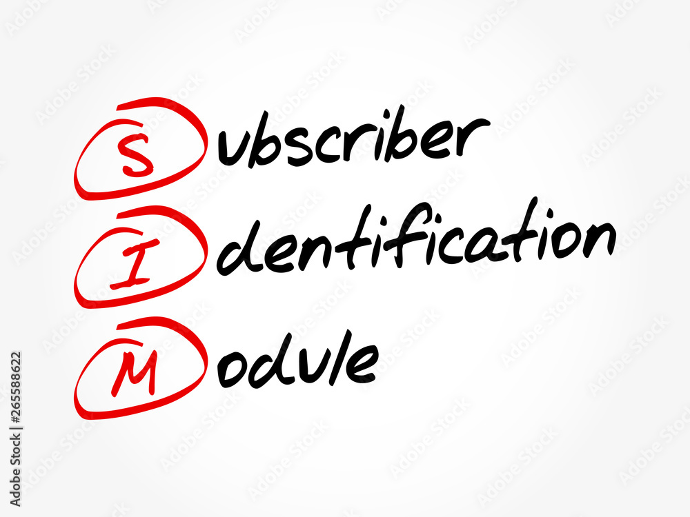 SIM - Subscriber Identification Module acronym, technology concept background SIM - Subscriber Identification Module acronym, technology concept background