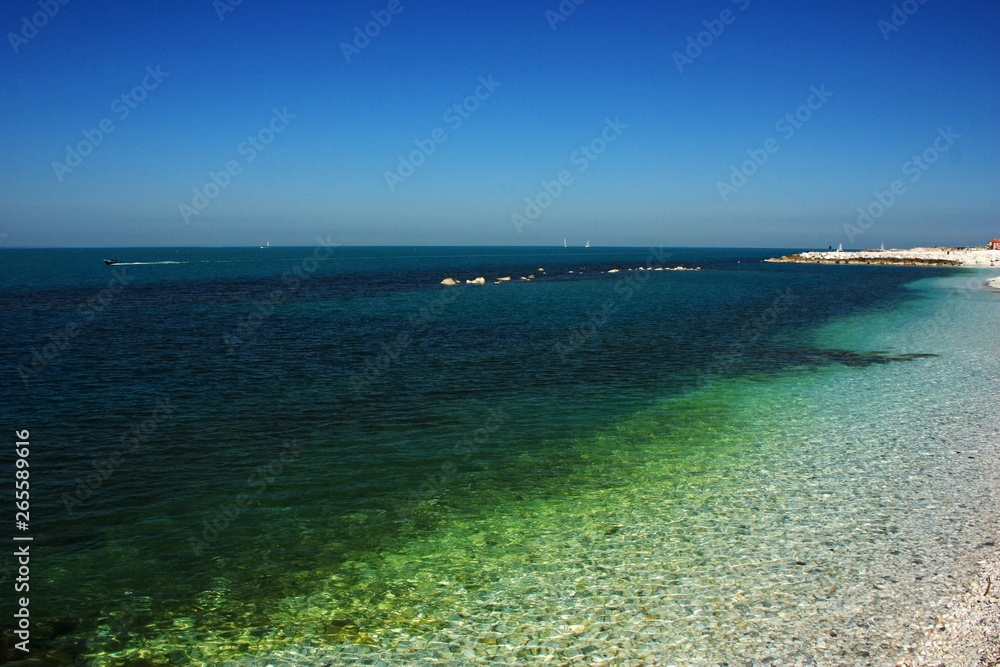 Green and blue sea surface