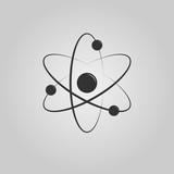 Atom icon. Vector illustration. Symbol of science, education, nuclear physics, scientific research.