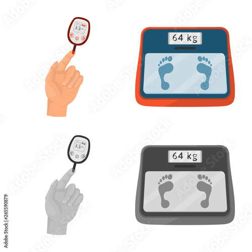 Isolated object of diet and treatment  logo. Set of diet and medicine vector icon for stock.