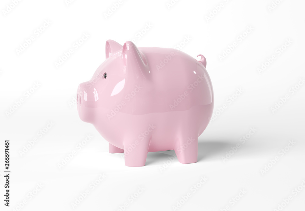 Piggy bank mockup isolated on white 3D rendering Piggy bank mockup isolated on white 3D rendering
