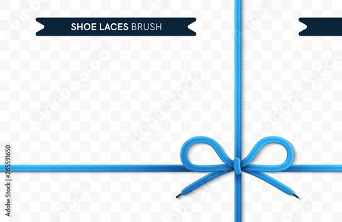 Shoe laces brush set isolated on a white background. Blue color. Realistic lace knots and bows. Modern simple design. Flat style vector illustration.