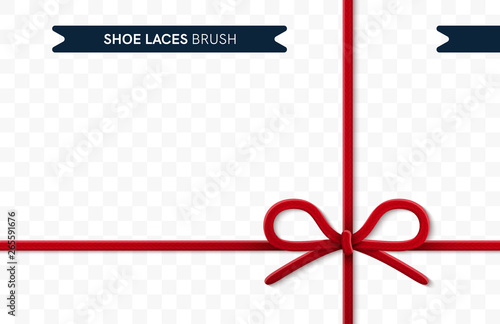 Shoe laces brush set isolated on a white background. Red color. Realistic lace knots and bows. Modern simple design. Flat style vector illustration.