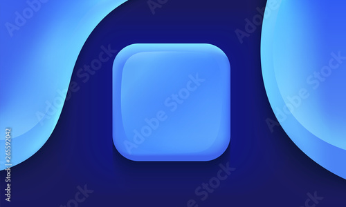 App icon. Empty. Square shape. Mobile UX/UI. Blue color with gradient. Glossy beautiful button. User interface. Stylish modern template. Vector illustration. Golden ratio.