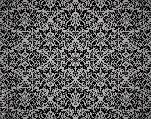 Wallpaper in the style of Baroque. Seamless vector background. Black floral ornament. Graphic pattern for fabric, wallpaper, packaging. Ornate Damask flower ornament